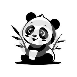 A panda bear sticker featuring a silhouette design surrounded by leaves