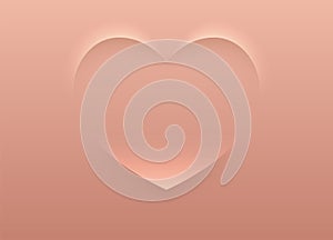 Minimalist pastel pink soft 3D heart shape abstract frame design set. Valentine\'s day vector design illustration