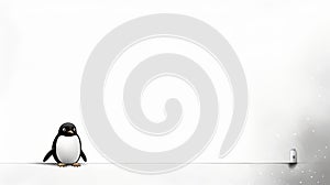 Minimalist Penguin Art: A Playful Blend Of Panoramic Scale And Clean-lined Design photo