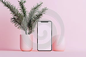 Minimalist phone design with editable screen and pastel gradient background, perfect for versatility, Generated AI photo