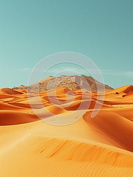 A minimalist photo of sand dunes in the desert. By generative Ai
