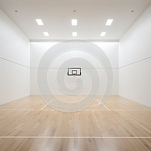 This minimalist photograph captures the essence of a basketball field