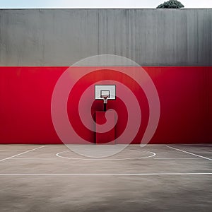 This minimalist photograph captures the essence of a basketball field