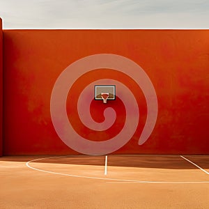 This minimalist photograph captures the essence of a basketball field