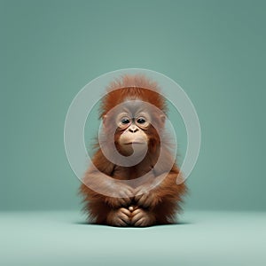 Minimalist Photography Of Cute Orangutan In Japanese Minimalism Style