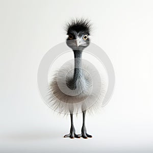 Minimalist Photography Of A Cute Ostrich In Cinema4d Style photo