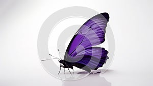 Minimalist Photography of a purple butterfly isolated clear white background