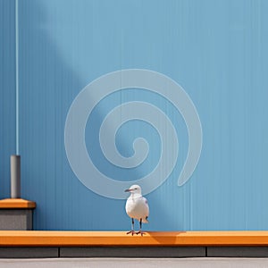 Minimalist Photography: Seagull Framed Against Blue Wall