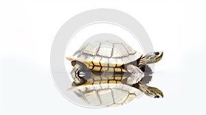 Minimalist Photography of a turtle isolated clear white background