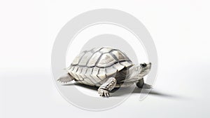 Minimalist Photography of a turtle isolated clear white background