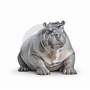 Minimalist Photorealistic Portrait Of A Genderless Hippopotamus photo
