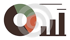 Minimalist Pie Chart and Bar Graph Design Representing Data Analysis and Statistical Reports