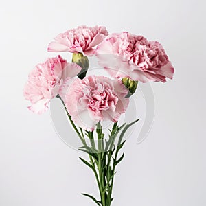 Minimalist Pink Carnation Bouquet On White Background photo