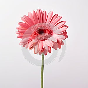 Minimalist Pink Daisy In Vase: Color Field Art With Graceful Balance