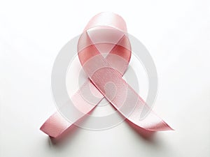 Subtle Pink Ribbon A Powerful Symbol of Breast Cancer Awareness on a Clean White Background photo