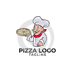 Minimalist pizza mascot logo template