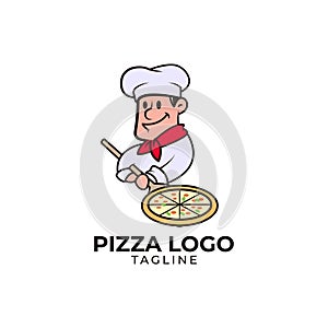Minimalist pizza mascot logo template