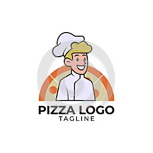 Minimalist pizza mascot logo template