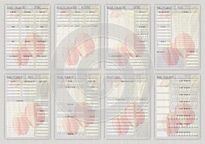 Minimalist planner pages templates. Organizer page, diary and daily control book