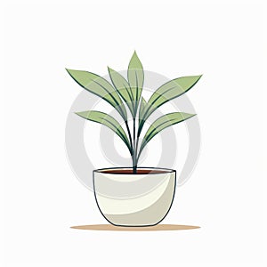 Minimalist Plant Illustration In Muted Colors On White Background
