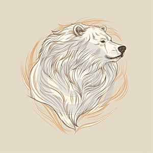 Minimalist Polar Bear Illustration With Calligraphic Lines