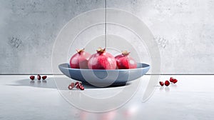 Minimalist Pomegranate Bowl On Concrete Background photo