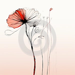 Minimalist Poppy Flower Digital Art With Delicate Curves