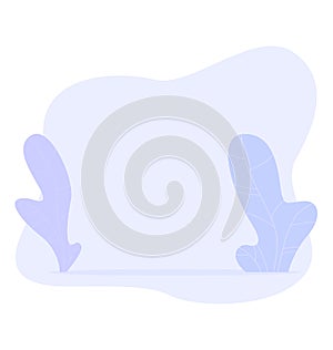 Minimalist purple leaves design on a soft blue abstract background. Simplistic botanical backdrop with plant elements