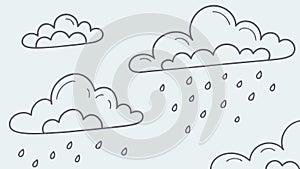 Minimalist Rain Clouds and Raindrops Seamless Pattern Vector, Clean Weather Design, vector design Generative AI