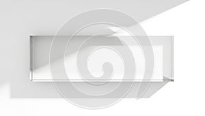 Minimalist rectangular object with a shadow on a white background