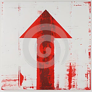 Minimalist red arrow painting on white background. contemporary art style. perfect for modern decor and abstract art