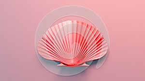 Minimalist Red Shell On Pink Background: Traditional Oceanic Art 3d Rendering