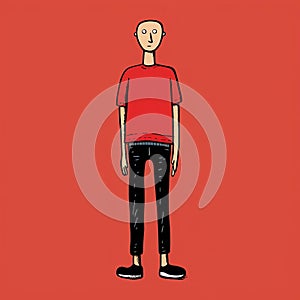 Minimalist Red Shirt And Trousers Character Illustration By Jean Jullien