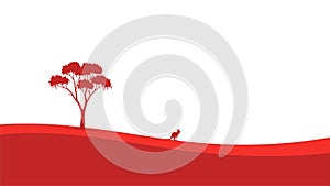 red silhouette of Australian outback landscape