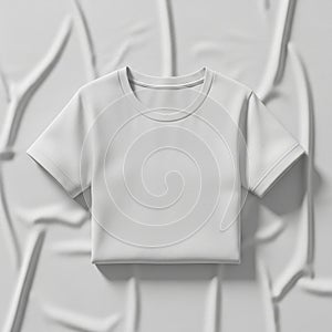 Minimalist representation of a plain white T-shirt is centered