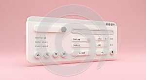 Minimalist 3D UI Application Window on Pink Background