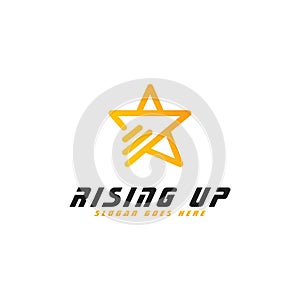 Minimalist rising star logo design, modern star logo concept, in style outline, vector template