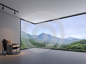 Minimalist room space with nature view 3d render