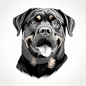 Minimalist Rottweiler Sketch Art On White Background photo