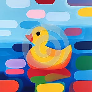 Minimalist Rubber Duck Acrylic Painting By Lindsay Krystal