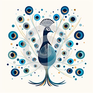 Minimalist Scandinavian Art: Abstract Peacock Illustration