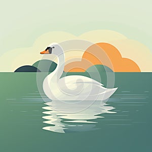 Minimalist Scandinavian Art: Swan Silhouette In Light-filled Seascapes