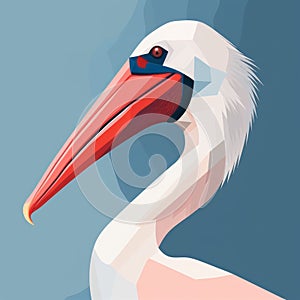 Minimalist Scandinavian Art: White Pelican In 2d Game Art Style photo
