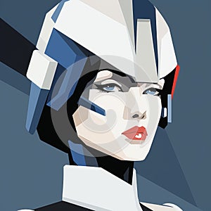 Minimalist Sci-fi Girl In Patrick Nagel Style photo