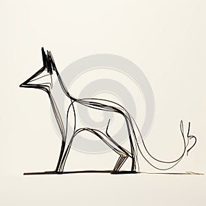 Minimalistic Wire Sculpture Of A Fox On Beige Background photo
