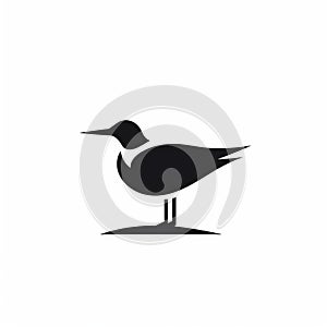 Minimalist Seabird Silhouette Logo On White Background