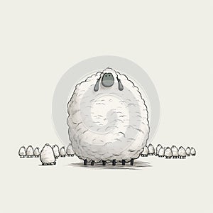 Minimalist Sheep Illustration: A Trending Masterpiece In White Background