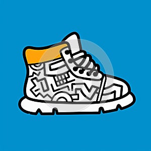 Minimalist Shoe Doodle: Bauhaus-inspired Design With Keith Haring Influence