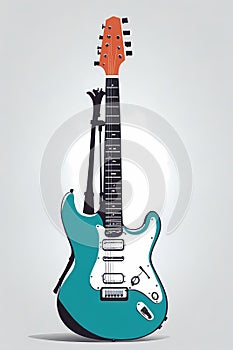 MINIMALIST SILHOUETTE VECTOR OF ELECTRIC GUITAR MUSICAL INSTRUMENTS AND MICROPHONE,WHITE BACKGROUND, SHARP EDGES