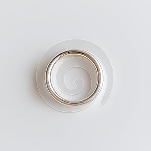 Minimalist Silver Ring on Plain White Background